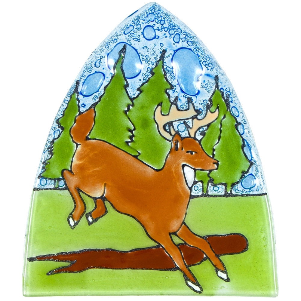 Deer Jumping Log Fused Glass Nightlight Cover Nightlights AnimalWorld
