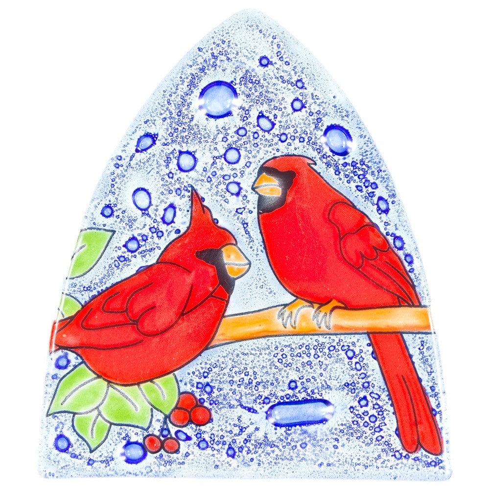 Cardinals Perched on Branch Fused Glass Nightlight Cover Nightlights AnimalWorld