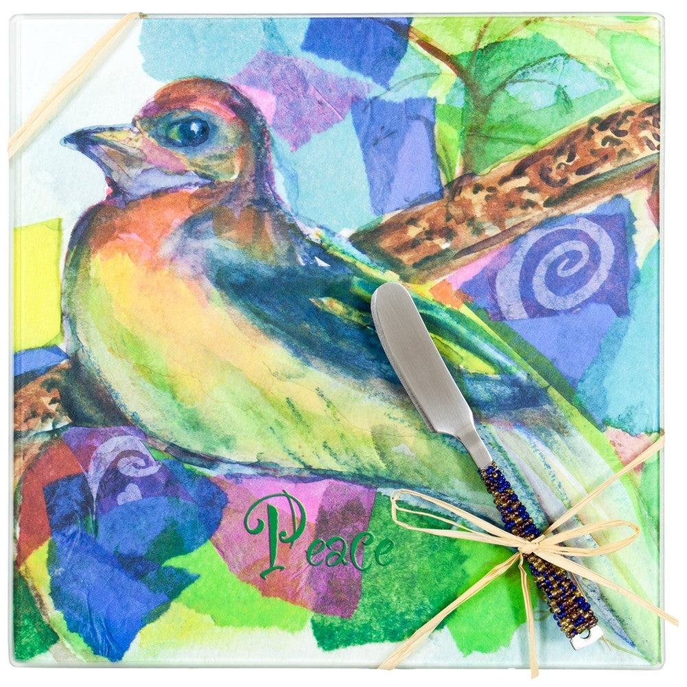 Birds Peace Cheese Board with Spreader Cheese Boards AnimalWorld