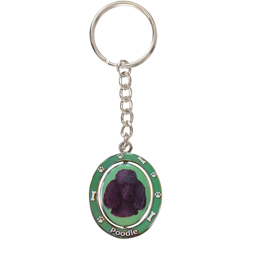 Poodle Portrait Oval Metal Keychain Keychains AnimalWorld