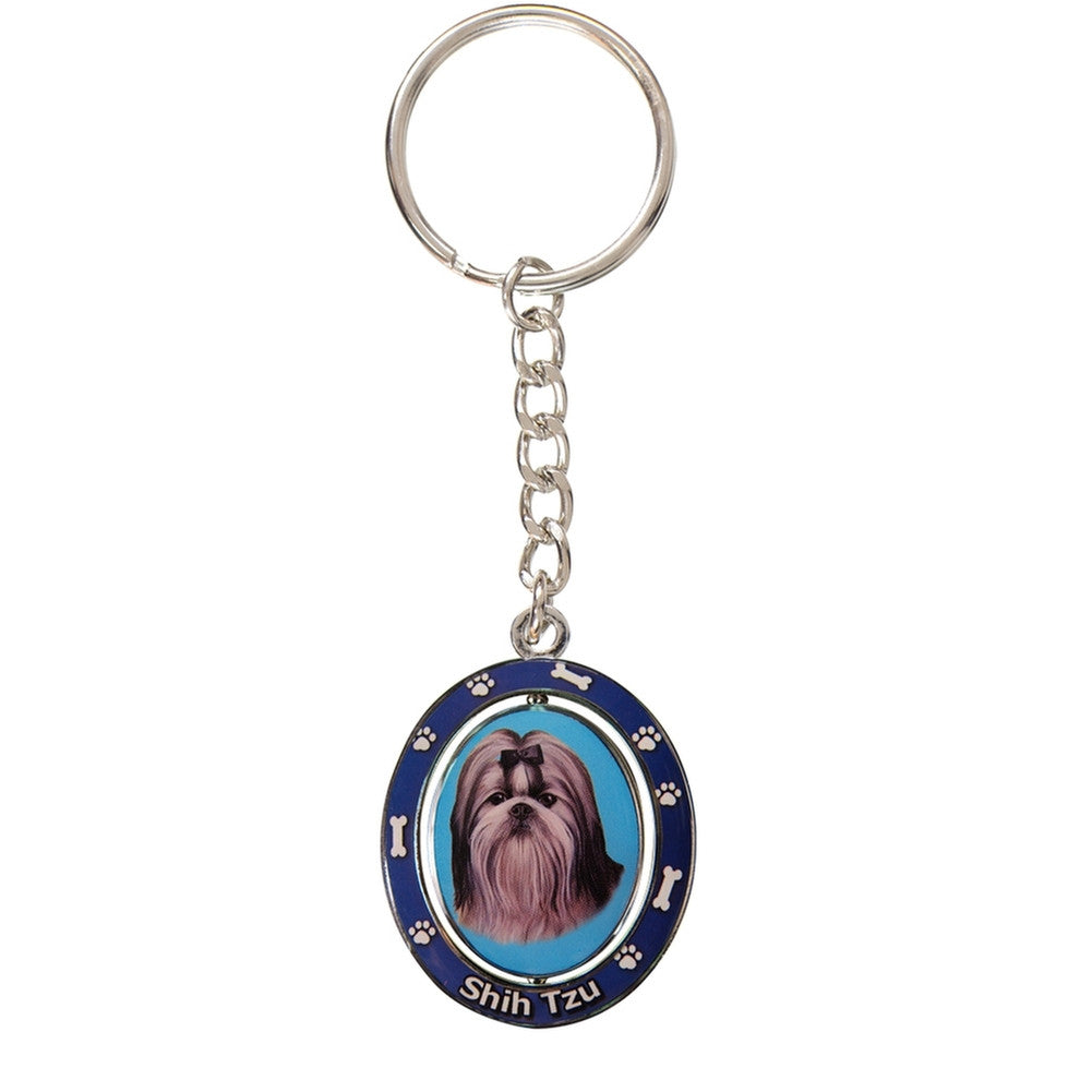 Shih Tzu Portrait Oval Metal Keychain Keychains AnimalWorld