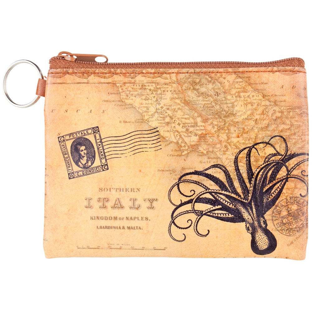 Octopus & Map Key Ring Coin Purse Wallets Animalworld