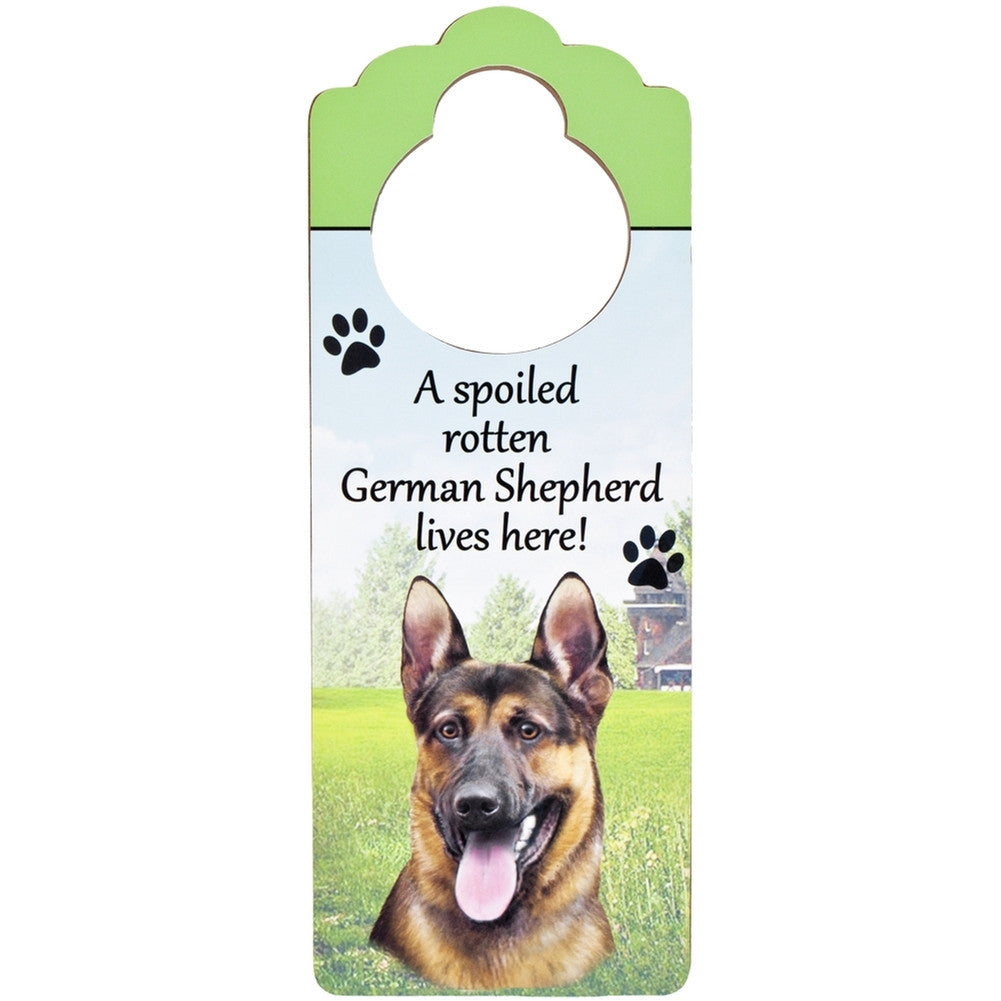 A Spoiled German Shepherd Lives Here Hanging Doorknob Sign Door Hangers AnimalWorld