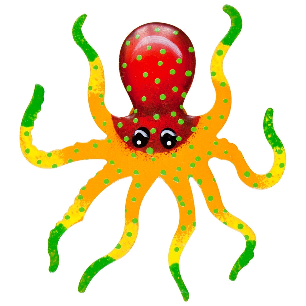 Orange Octopus Body Bobble Metal Magnet Refrigerator Magnets AnimalWorld