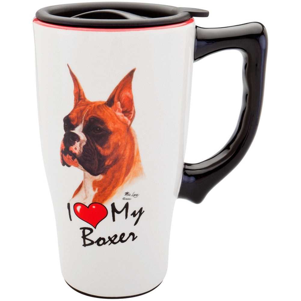 Boxer I Heart Ceramic Travel Mug Travel Mugs Animalworld