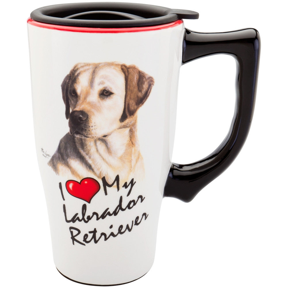 Yellow Labrador I Heart Ceramic Travel Mug Travel Mugs Animalworld