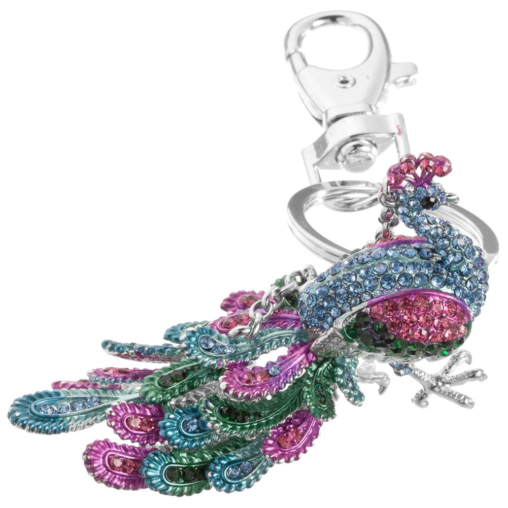 Peacock Gemmed Body Claw Clip Keychain Keychains Animalworld