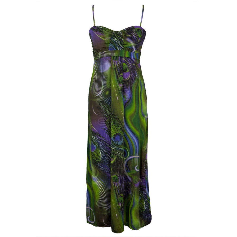 Peacock Feathers Women's Maxi Dress, SM Peacock Feathers Women's Maxi Dress, SM