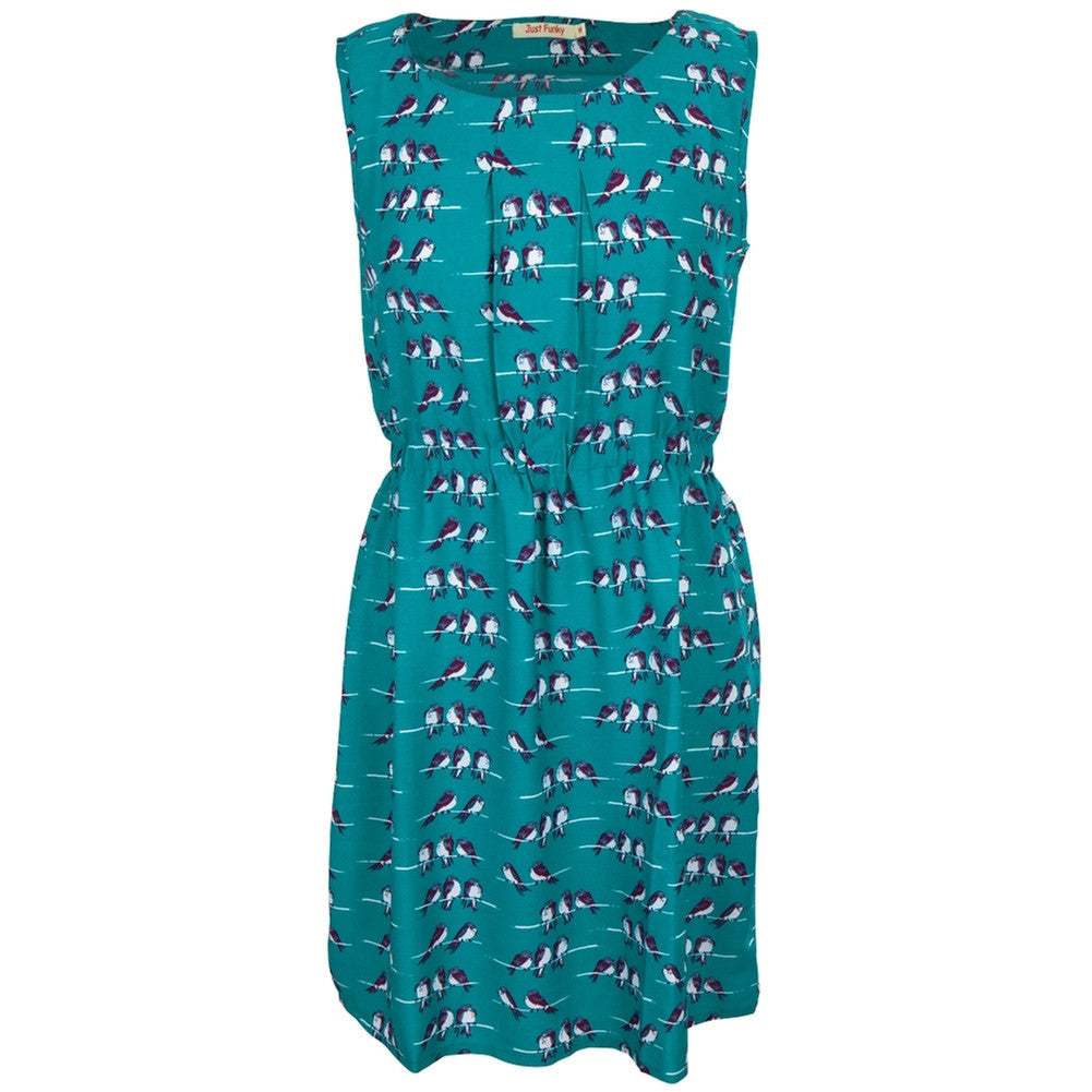 Birds on a Branch Short Dress, MD / Light Green