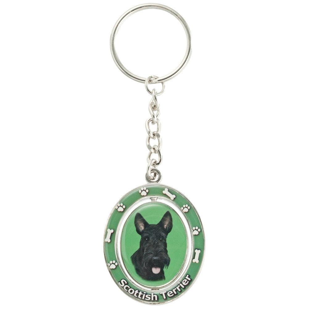 Scottish Terrier Portrait Oval Metal Keychain Keychains AnimalWorld
