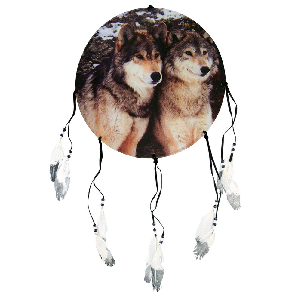 Two Wolves Standing Dream Catcher Dream Catchers Animalworld