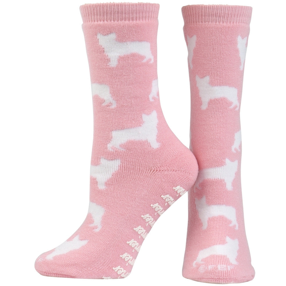 Boston Terrier Pink Girls Youth Slipper Socks Slippers Animalworld