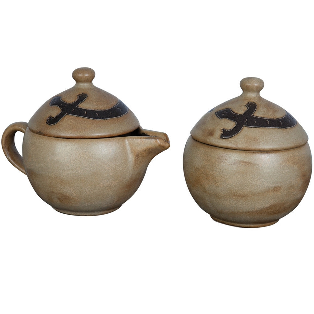 Southwest Lizard Hand-Etched Ceramic Creamer and Sugar Sugar & Creamer Sets AnimalWorld