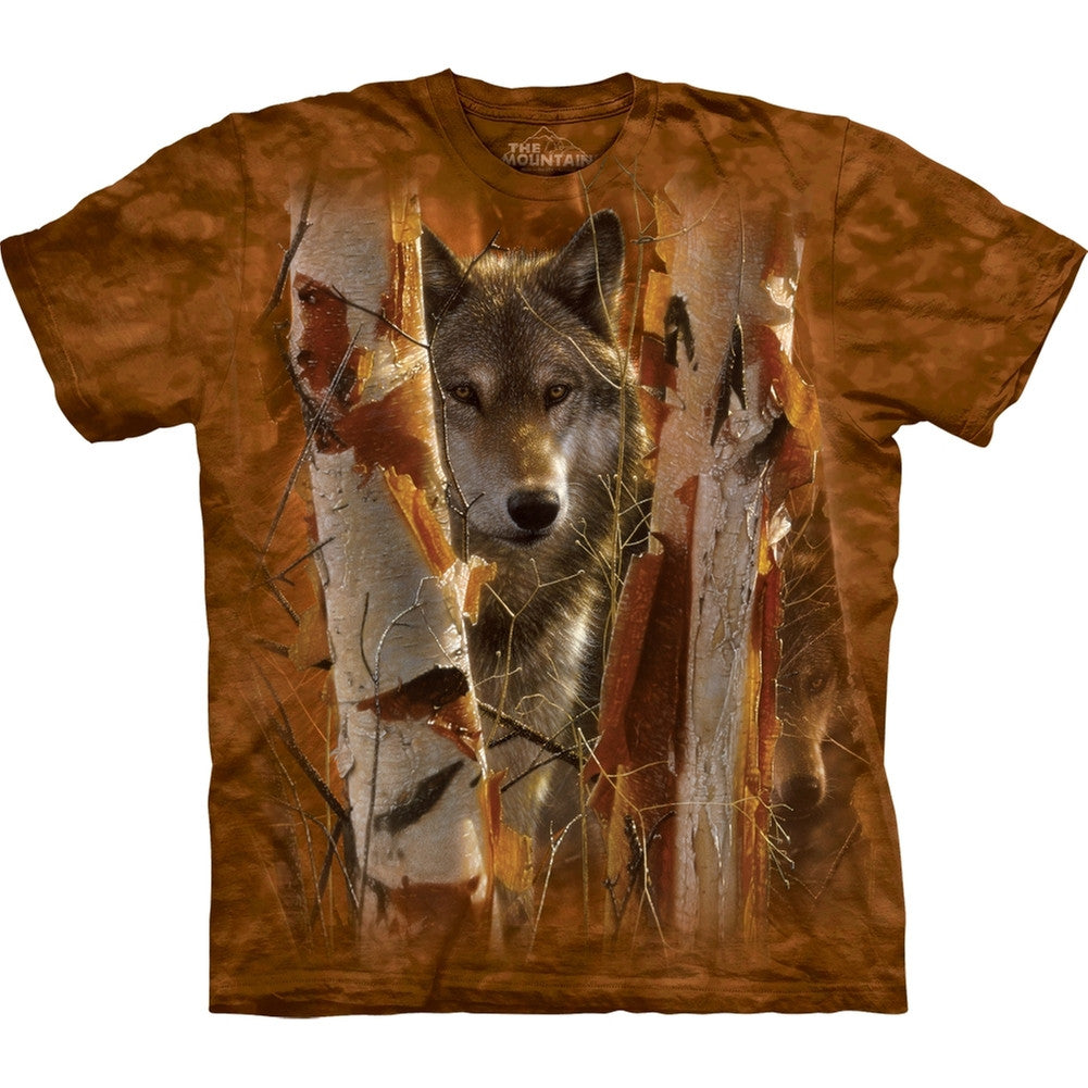 Wolf in the Wood T-Shirt Men's T-Shirts Animalworld SM Brown