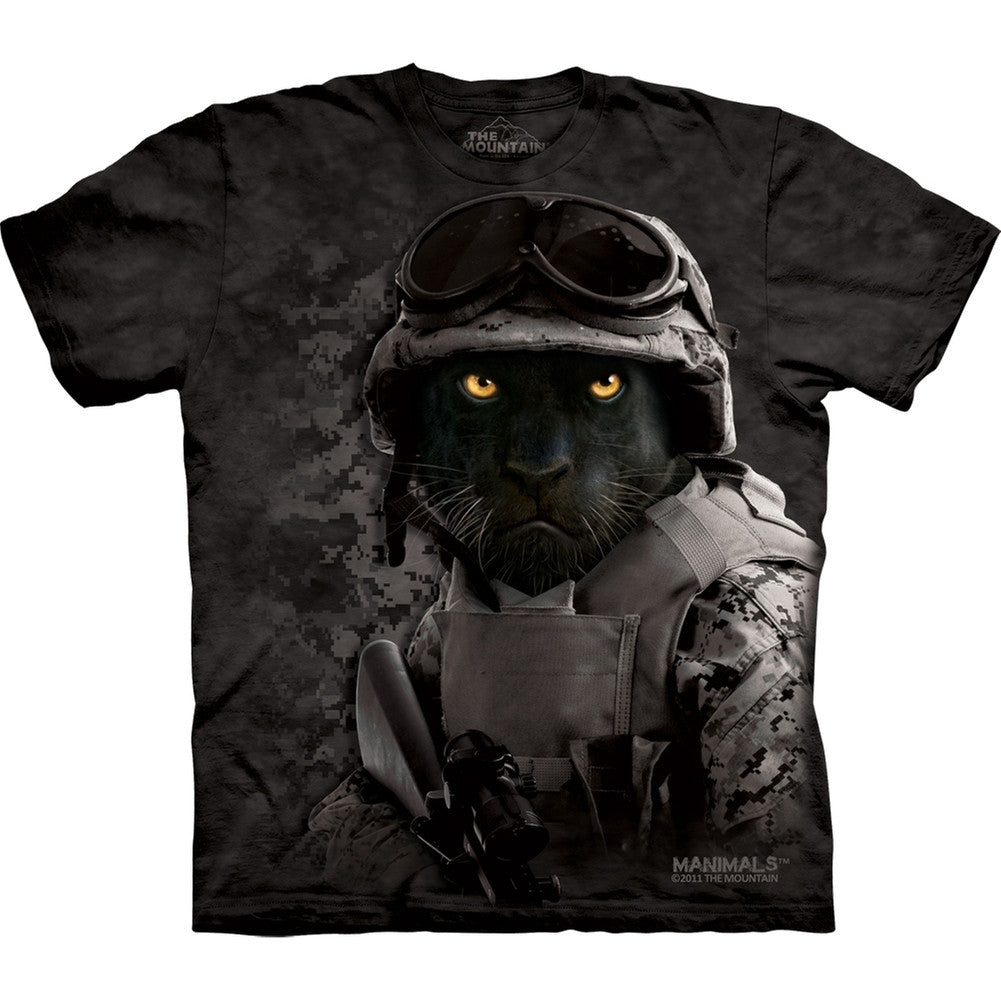 Black Panther Combat Diablo T-Shirt Men's T-Shirts Animalworld SM Black