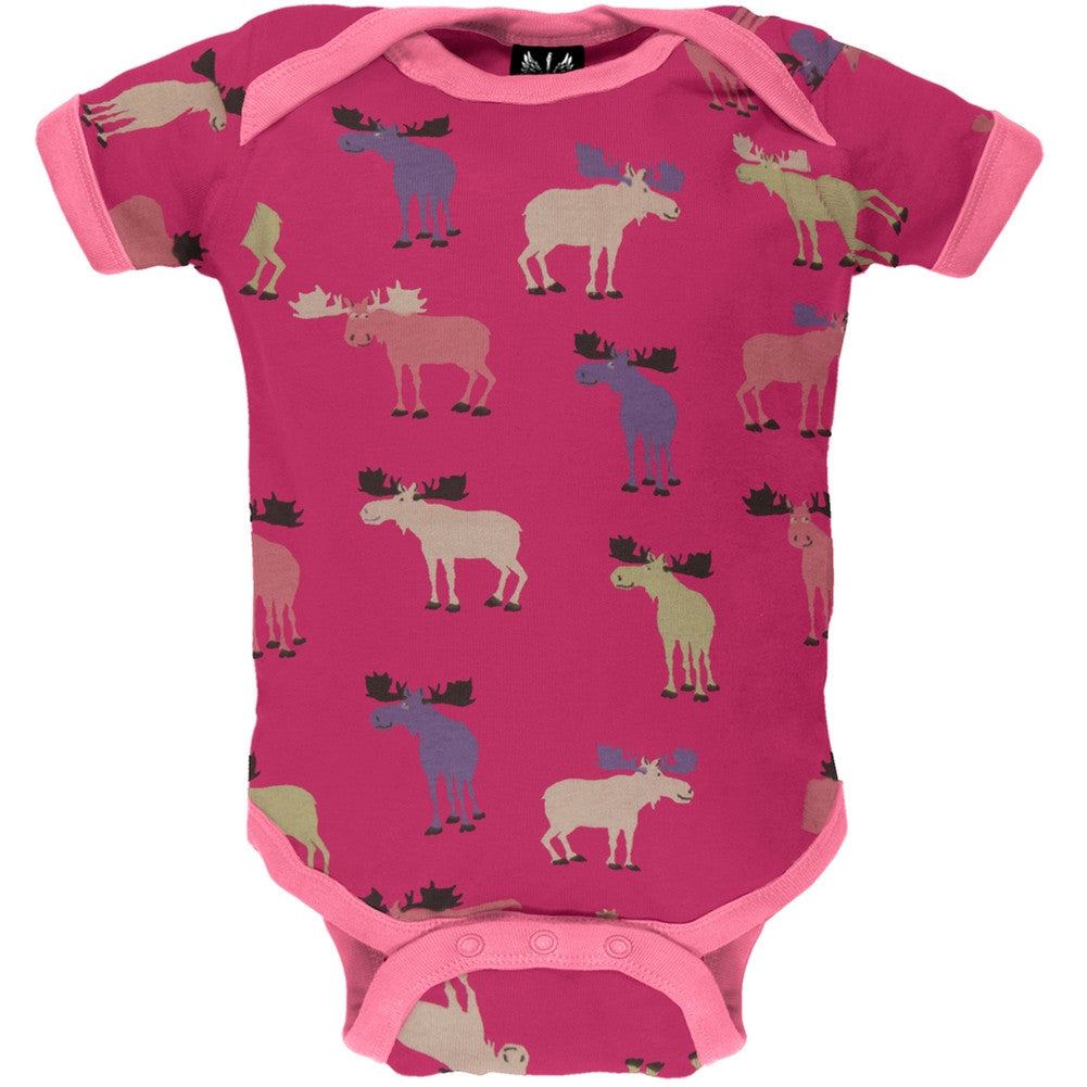 Raspberry Moose All-Over Baby One Piece Baby One Piece Animalworld