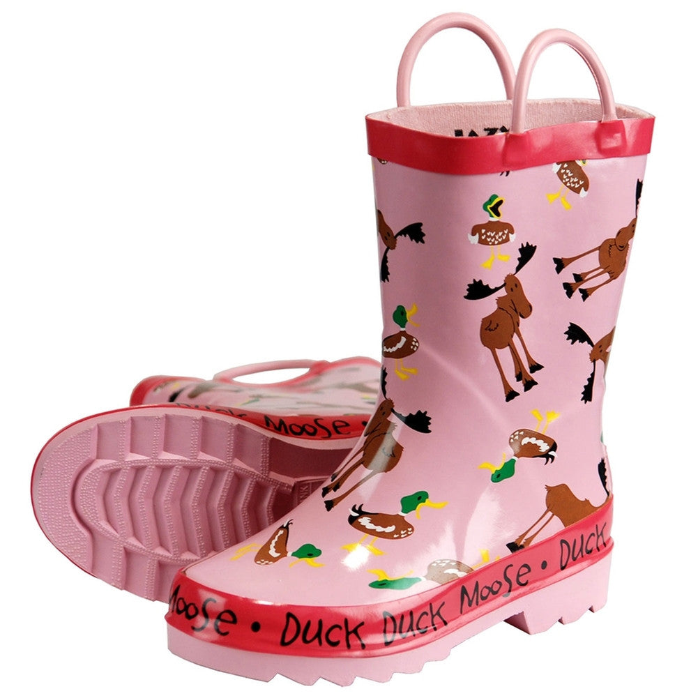Duck Duck Moose Pink Toddler Rain Boots Shoes Lazy One