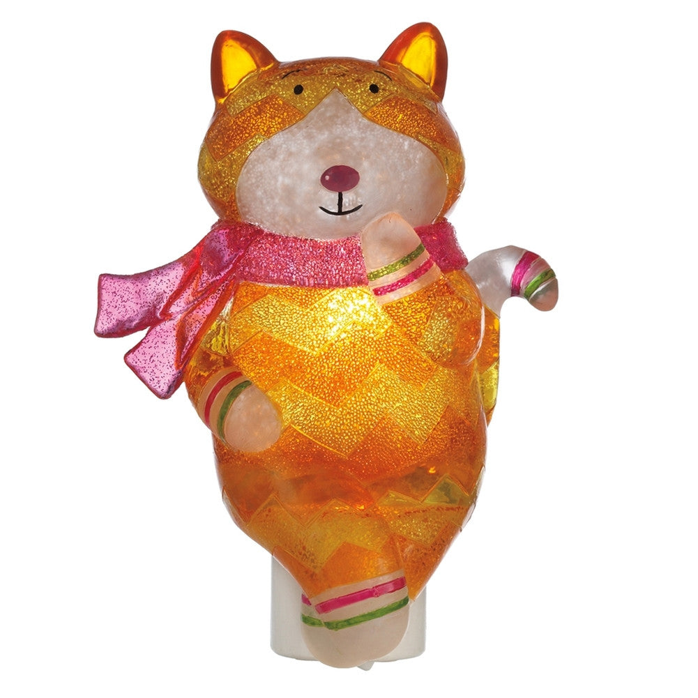 Orange Cat with Pink Scarf Acrylic Nightlight Nightlights AnimalWorld
