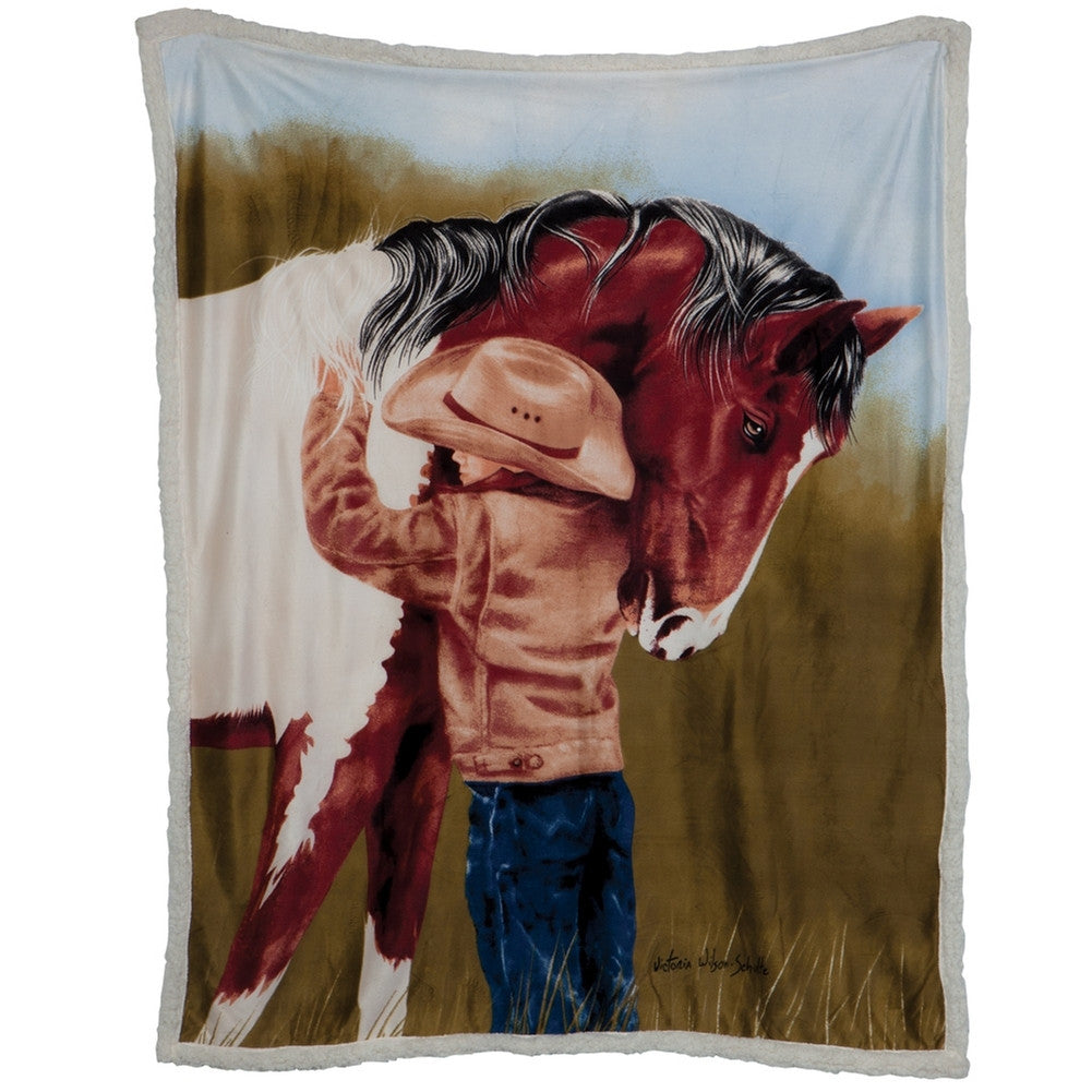 Horse Crazy Sherpa Reversible Throw Blankets & Throws Animalworld
