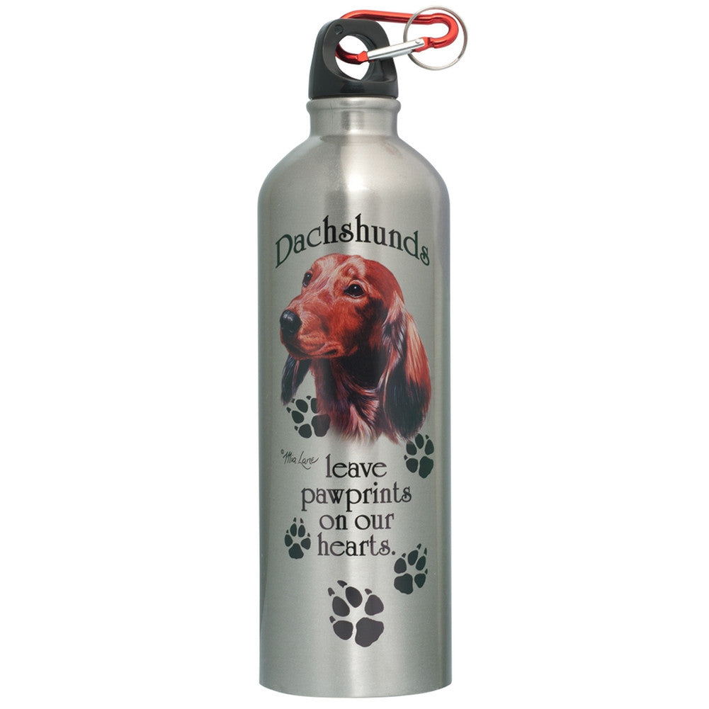 Dachshund Prints On Heart Stainless Water Bottle Water Bottles Animalworld