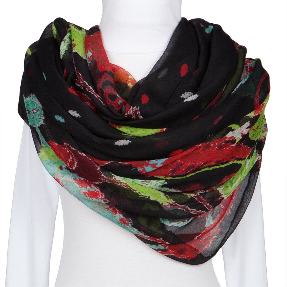 Colorful Felines Black Scarf Scarves & Boas Animalworld