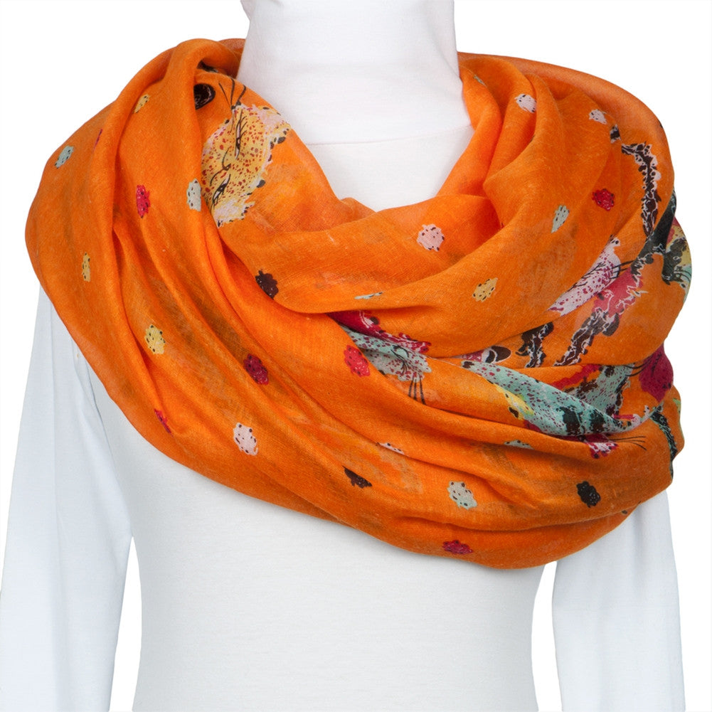 Colorful Felines Orange Scarf Scarves & Boas Animalworld