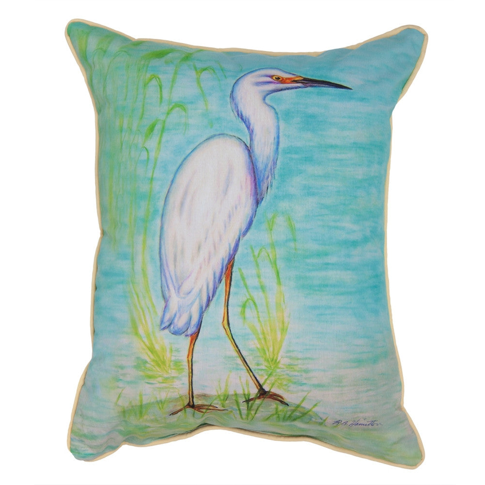 Snowy Egret Large Indoor/Outdoor Accent Pillow Pillows Betsy Drake Interiors