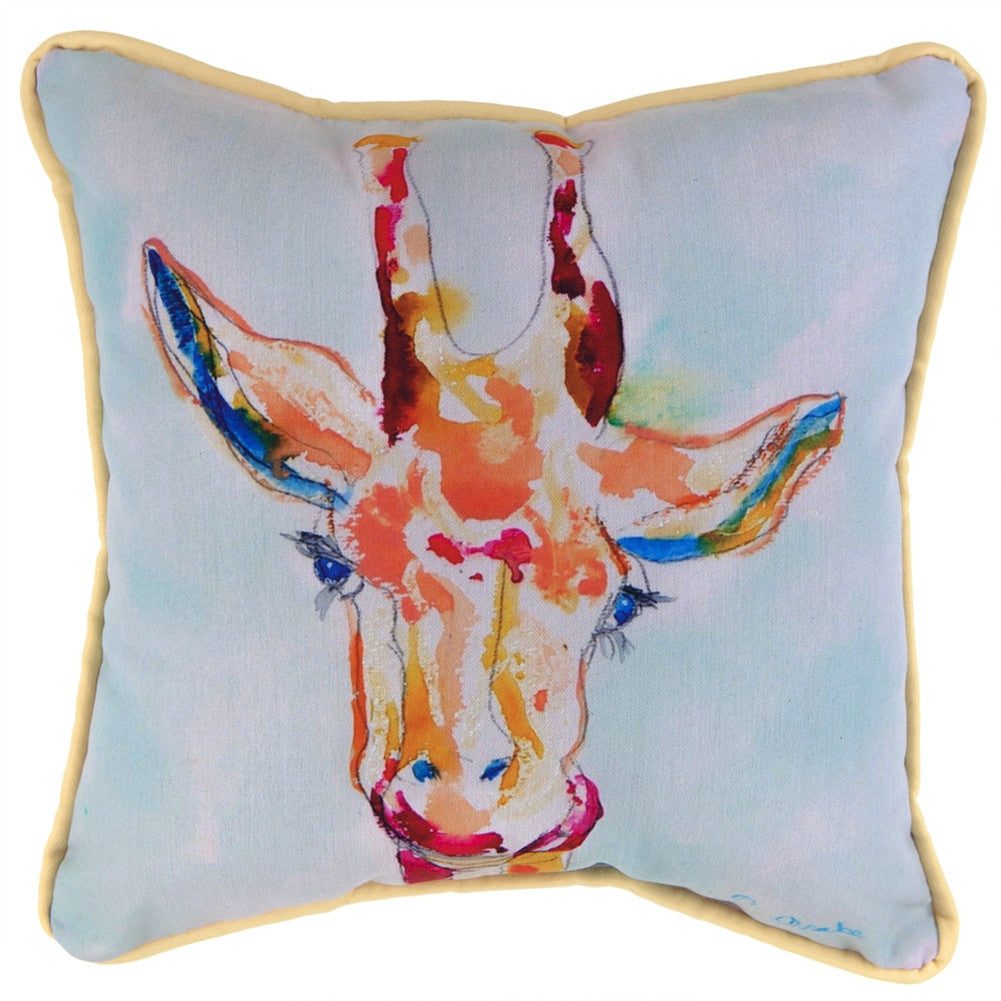 Giraffe Watercolor Accent Throw Pillow Indoor/Outdoor Accent Pillow Pillows Betsy Drake Interiors