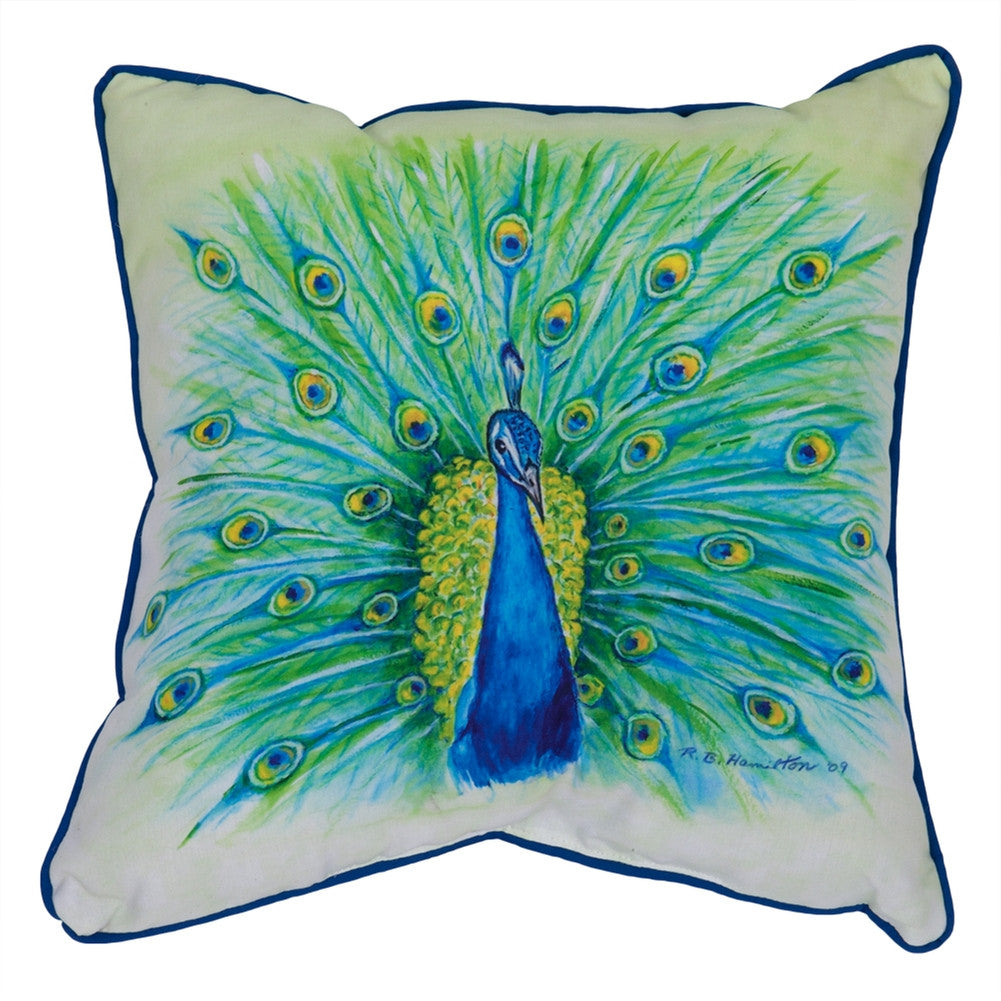 Peacock Small Indoor/Outdoor Accent Pillow Pillows Betsy Drake Interiors