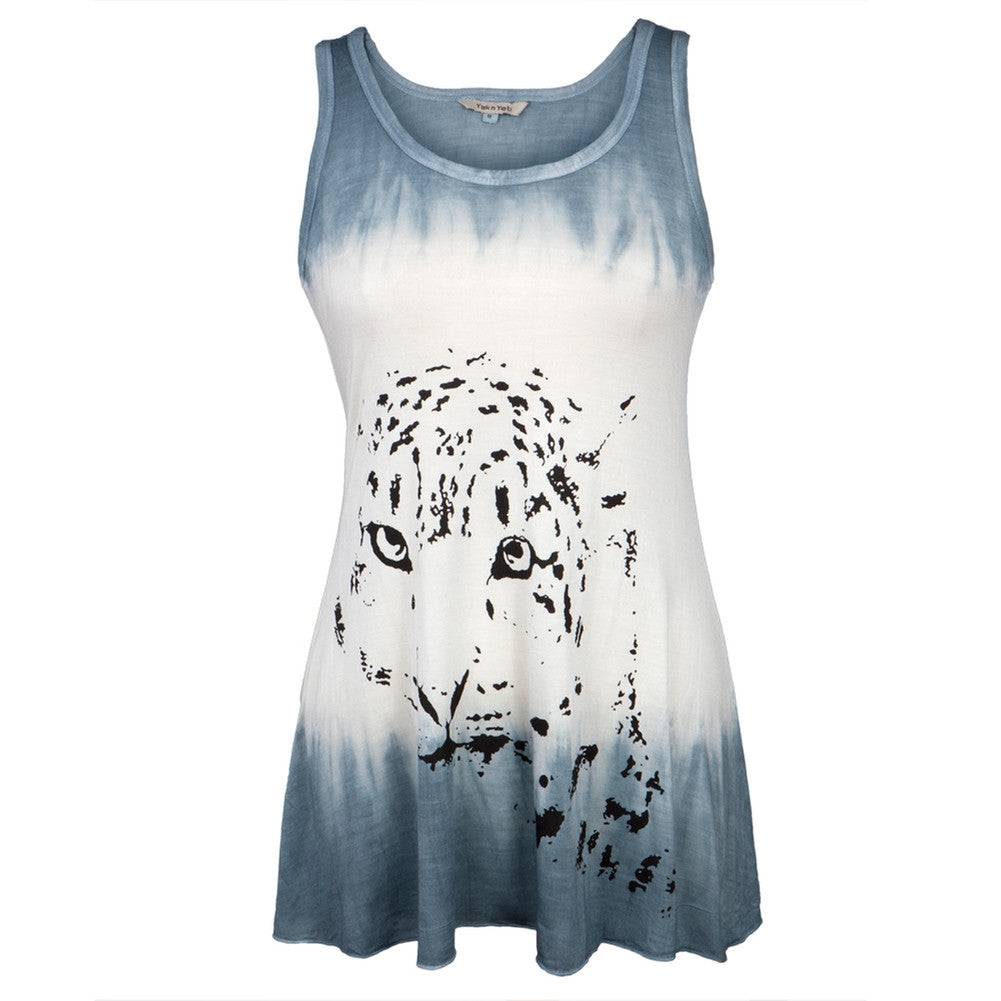 Tiger Profile Blue Tie-Dye Juniors Tank Top Tank Tops Animalworld