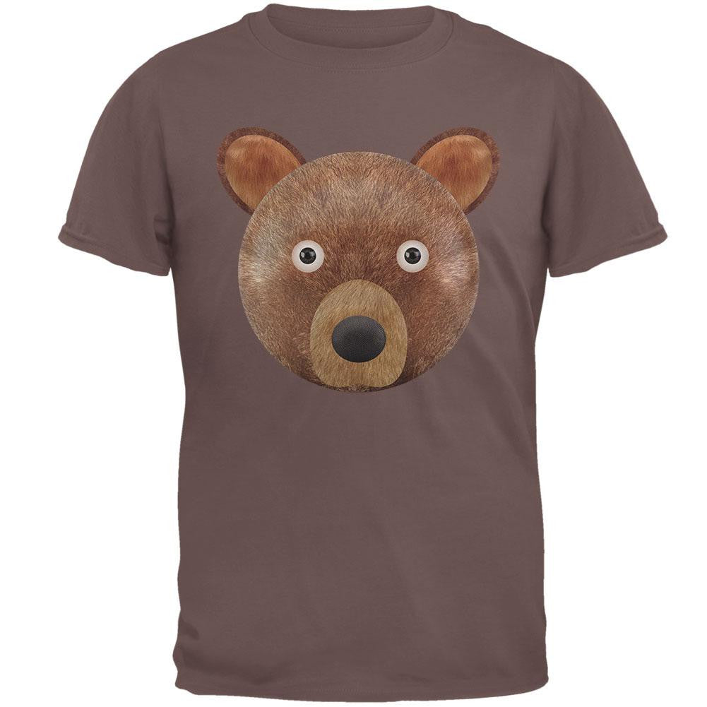 Cute Teddy Bear Head Brown T-Shirt Men's T-Shirts Old Glory 2XL Brown