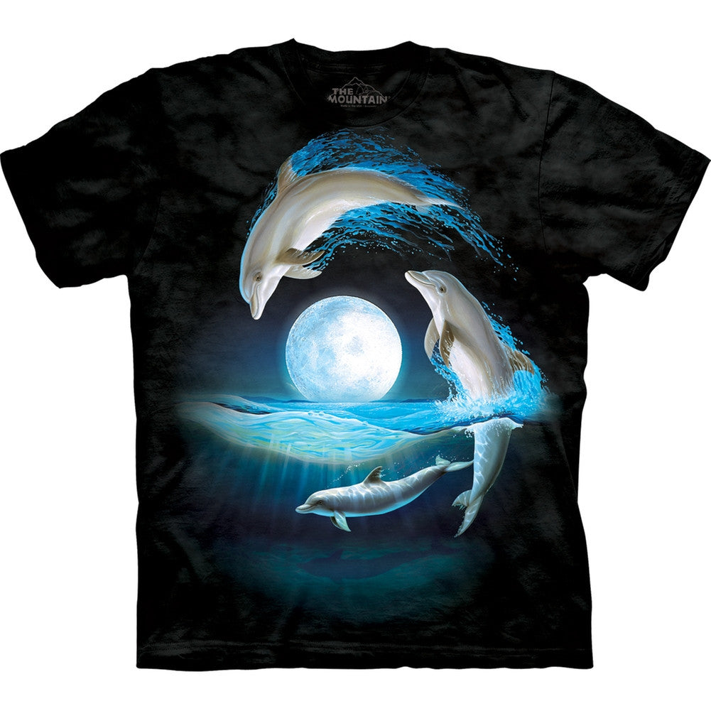Dolphins Jumping Over the Moon Kids T-Shirt Youth T-Shirts The Mountain
