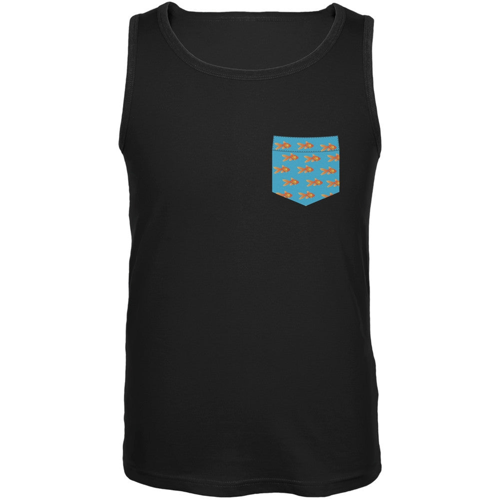 Faux Pocket Gold Fish Tank Top Men's Tank Tops Old Glory LG Black