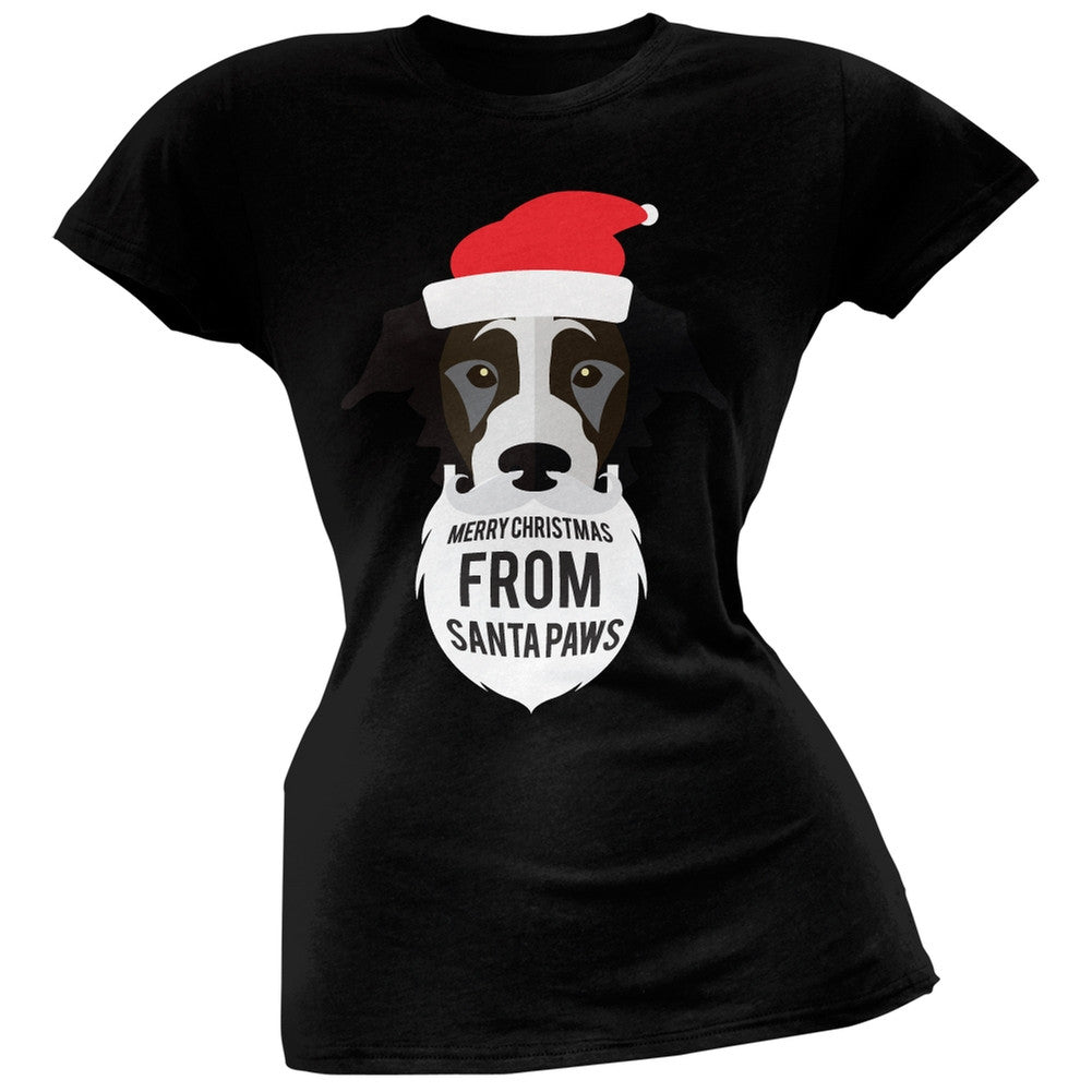 Black Dog Santa Juniors T-Shirt Juniors T-Shirts Old Glory
