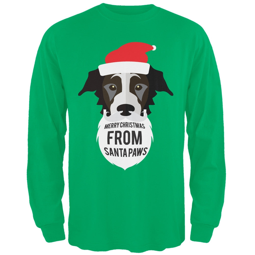 Black Dog Santa Ugly Christmas Sweater Long Sleeve T-Shirt, SM / Green