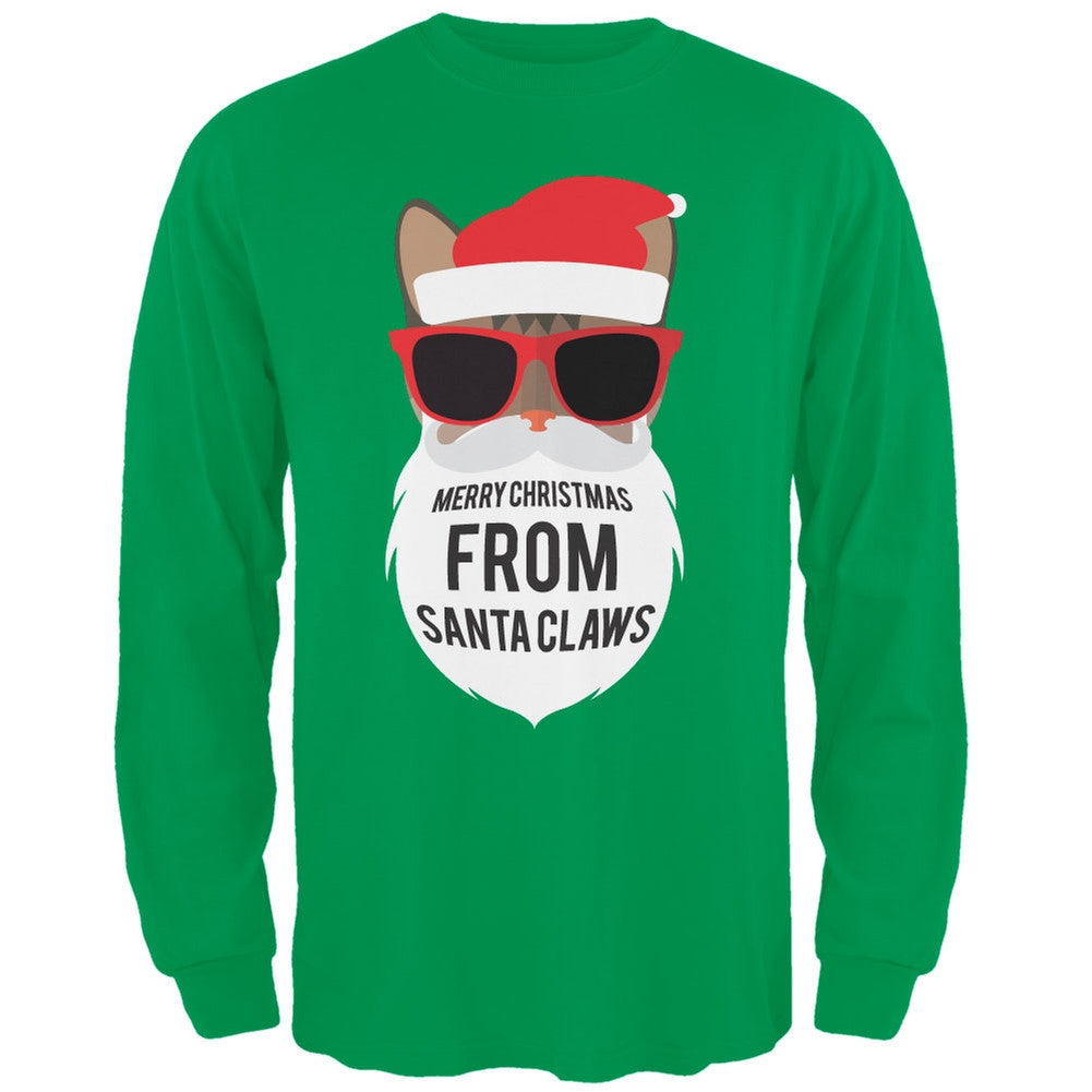 Cat Santa Ugly Christmas Sweater Black Long Sleeve T-Shirt Men's Long Sleeves Old Glory