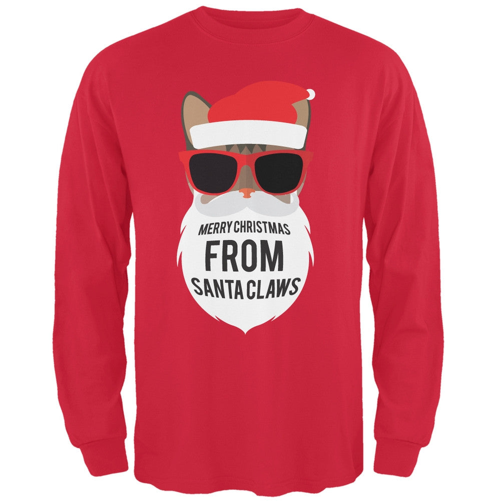 Cat Santa Ugly Christmas Sweater Black Long Sleeve T-Shirt Men's Long Sleeves Old Glory