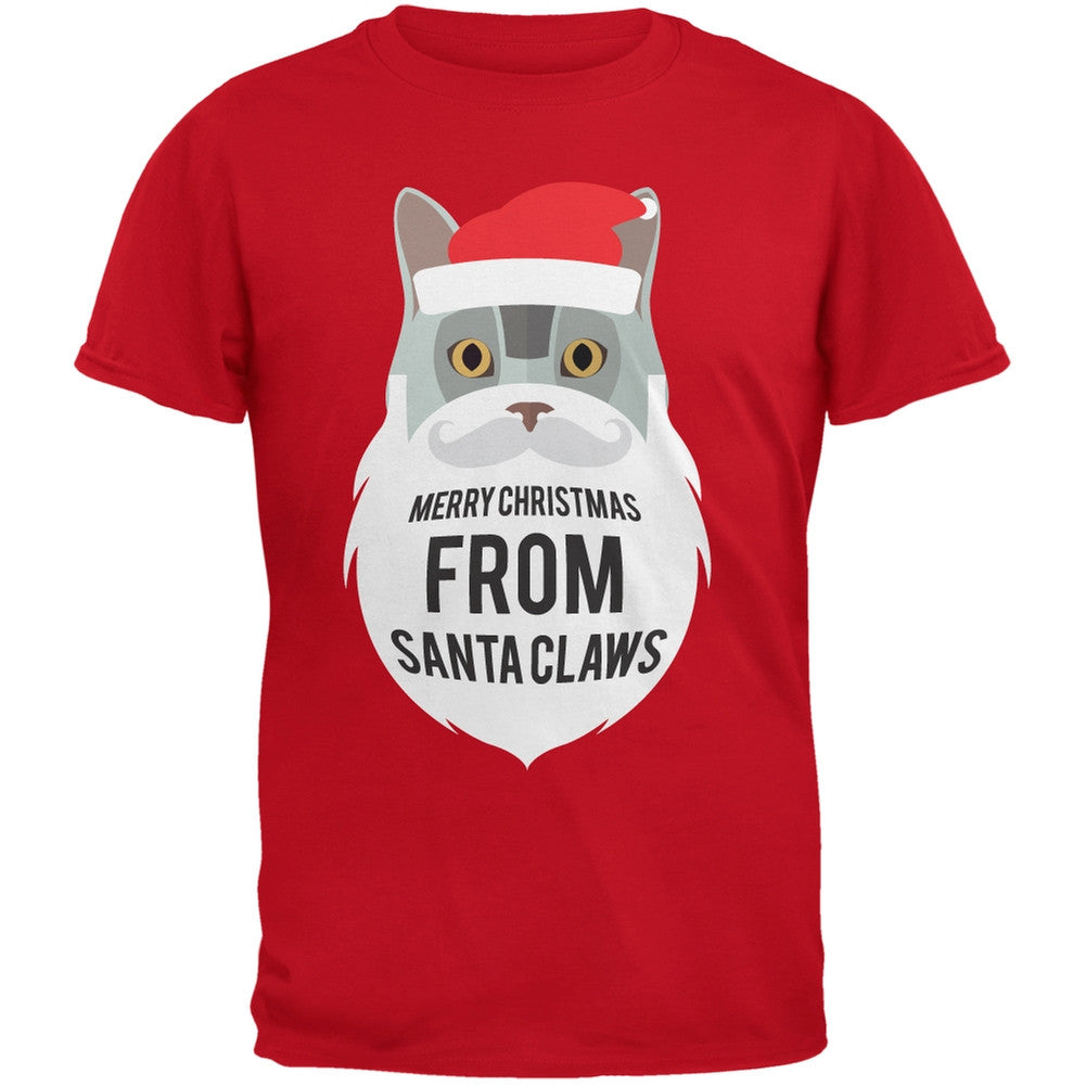 Grey Cat Santa Ugly Christmas Sweater Youth Black T-Shirt Youth T-Shirts Old Glory