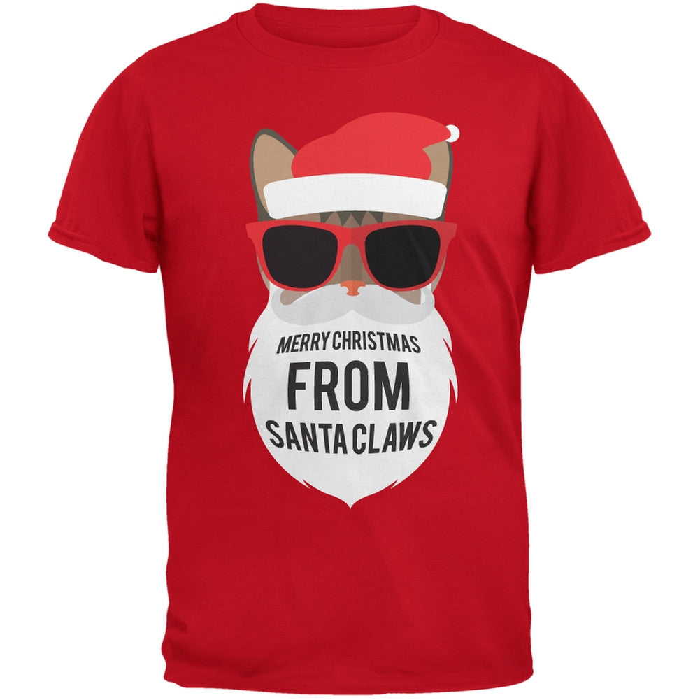 Cat Santa Ugly Christmas Sweater Youth Black T-Shirt Youth T-Shirts Old Glory
