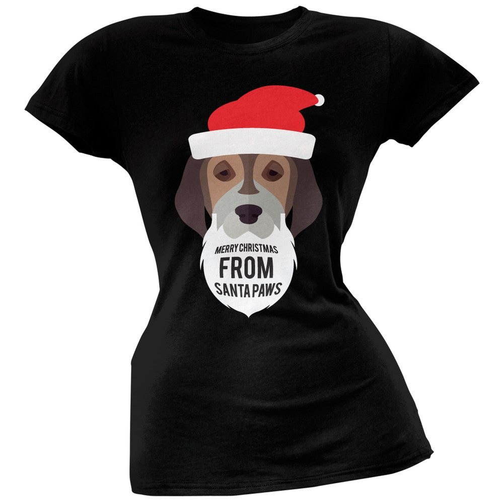 Droopy Dog Santa Ugly Christmas Sweater Juniors Black T-Shirt Juniors T-Shirts Old Glory