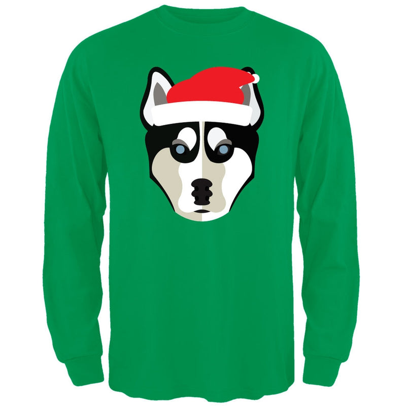 Husky Santa Christmas Black Adult Long Sleeve T-Shirt Men's Long Sleeves Old Glory