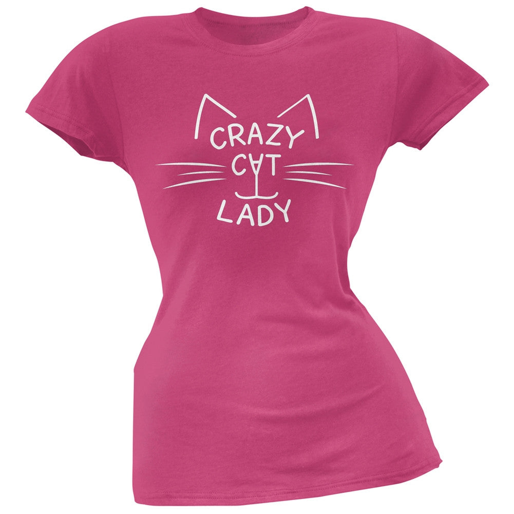 Crazy Cat Lady Juniors Pink T-Shirt Juniors T-Shirts Old Glory