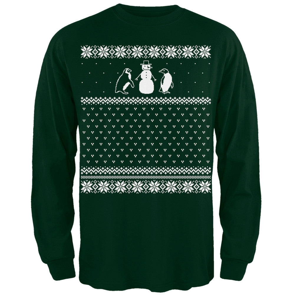 Penguins Ugly Christmas Sweater Red Long Sleeve T-Shirt Men's Long Sleeves Old Glory