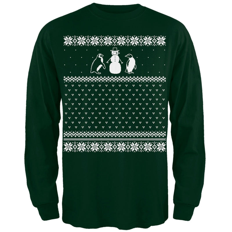 Penguins Ugly Christmas Sweater Red Long Sleeve T-Shirt Men's Long Sleeves Old Glory
