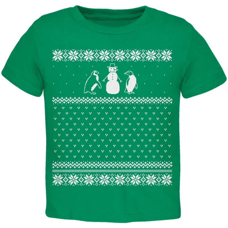 Penguins Ugly Christmas Sweater Red Toddler T-Shirt Toddler T-Shirts Old Glory