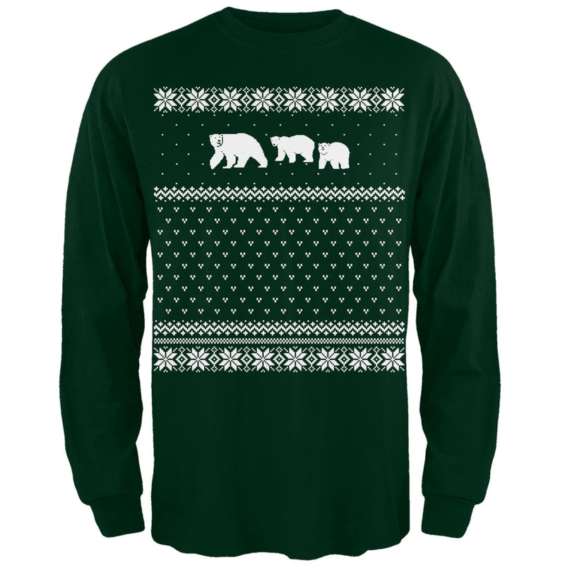 Polar Bears Ugly Christmas Sweater Long Sleeve T-Shirt Men's Long Sleeves Old Glory 2XL Dark Green