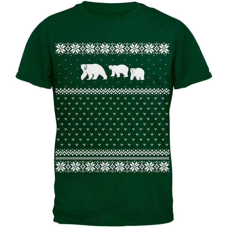Polar Bears Ugly Christmas Sweater Youth T-Shirt Youth T-Shirts Old Glory LG Dark Green