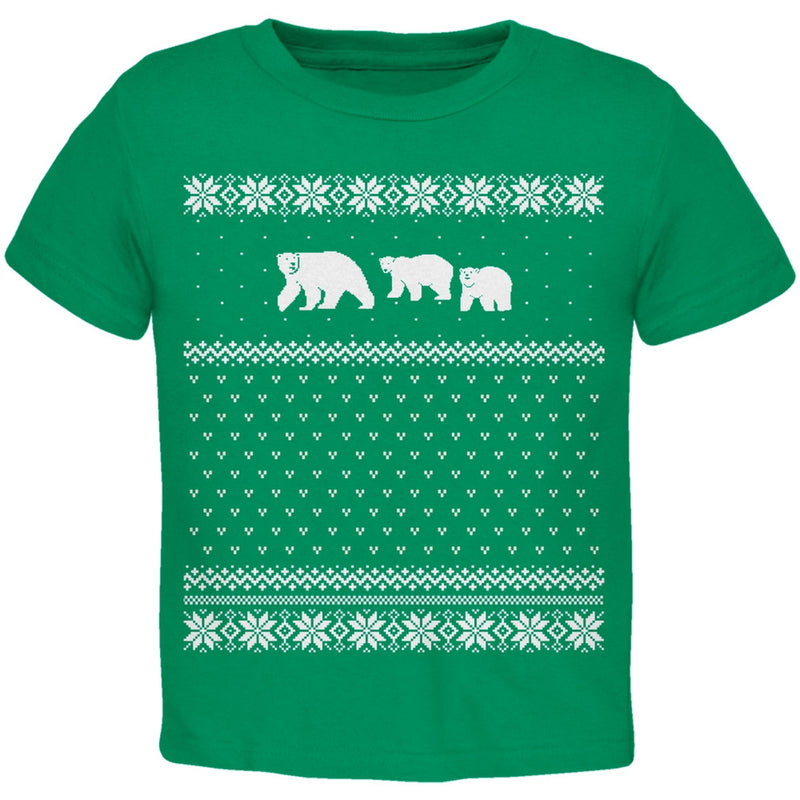 Polar Bears Ugly Christmas Sweater Toddler T-Shirt Toddler T-Shirts Old Glory 2T Green