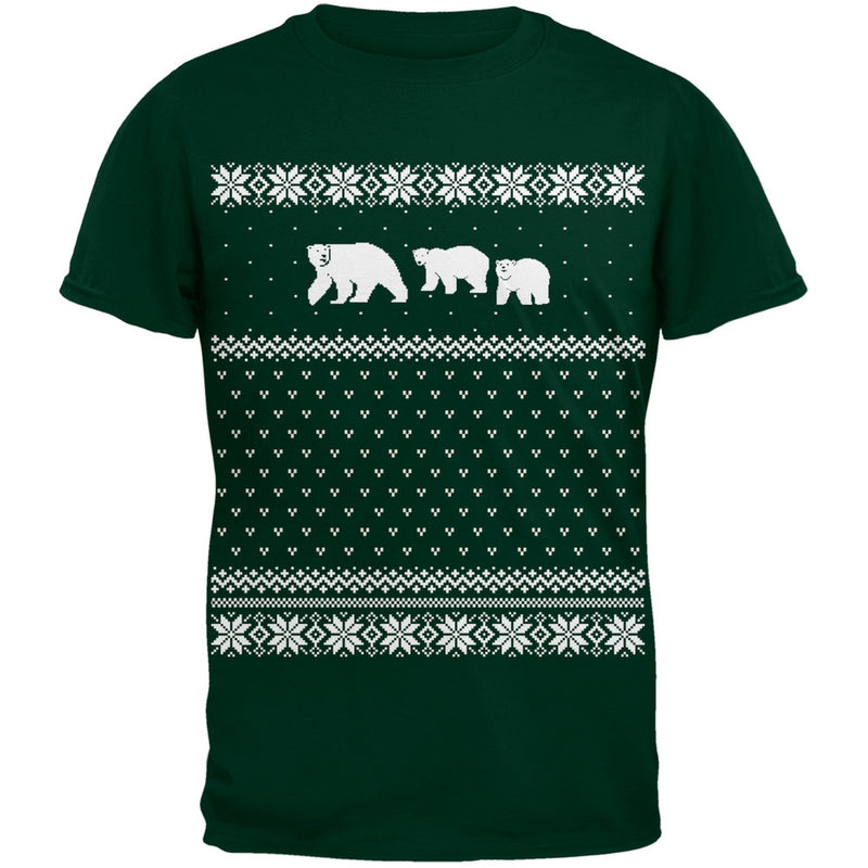 Polar Bears Ugly Christmas Sweater Adult T-Shirt Men's T-Shirts Old Glory 2XL Dark Green