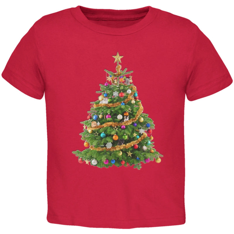 Cats In Christmas Tree Black Toddler T-Shirt Toddler T-Shirts Old Glory